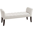 thumbnail image 1 of HOMCOM End of Bed Bench with Button Tufted Design, Upholstered Bench with Arms and Solid Wood Legs for Bedroom, Cream White, 1 of 8