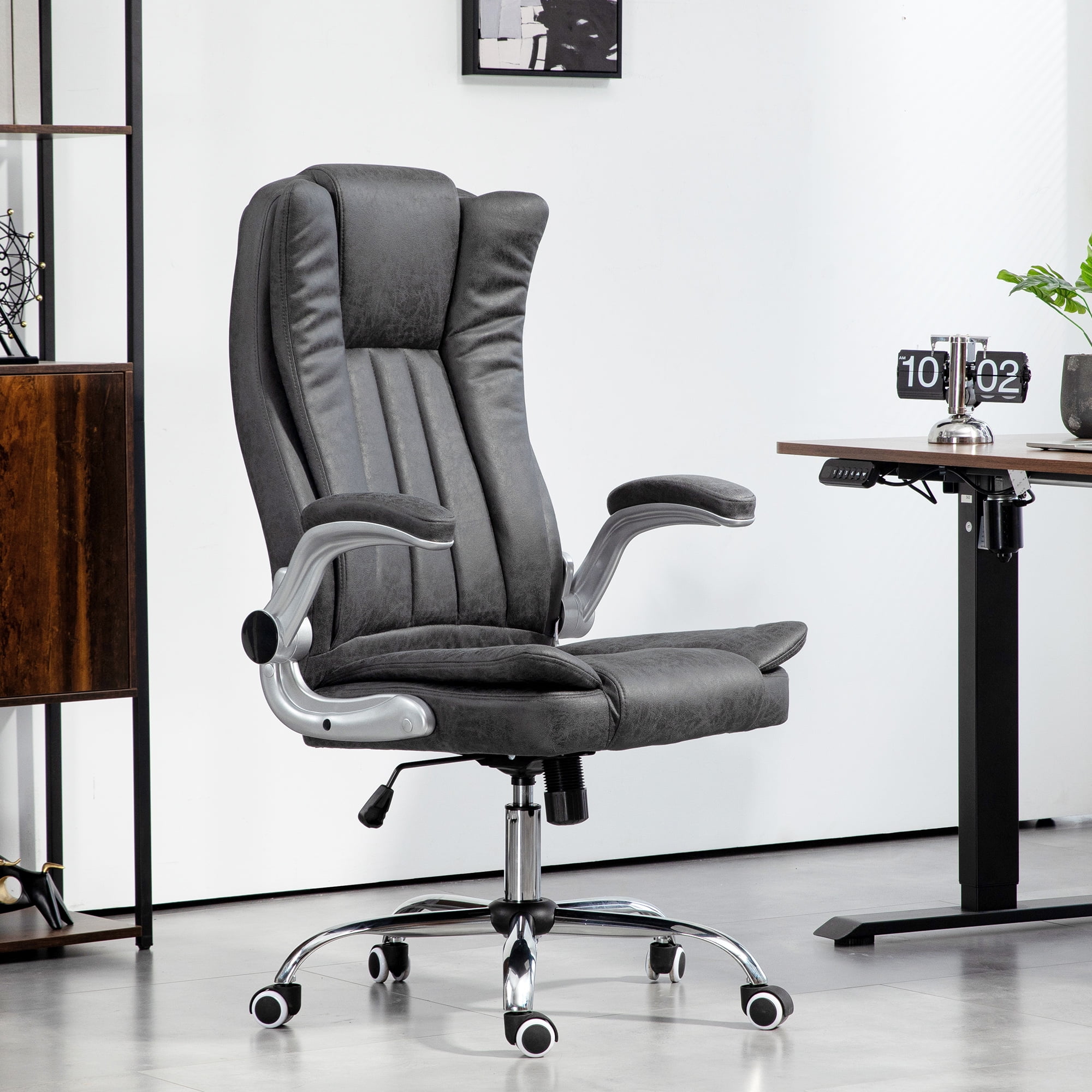Gray Faux Leather High Back Executive Swivel Office Chair