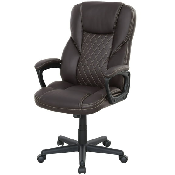 HOMCOM Executive Office Chair PU Leather Desk Chair with High Back Brown