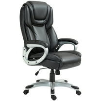 HOMCOM Executive Office Chair with Swivel Wheels, PU Leather Office Chair & Adjustable Height, Black