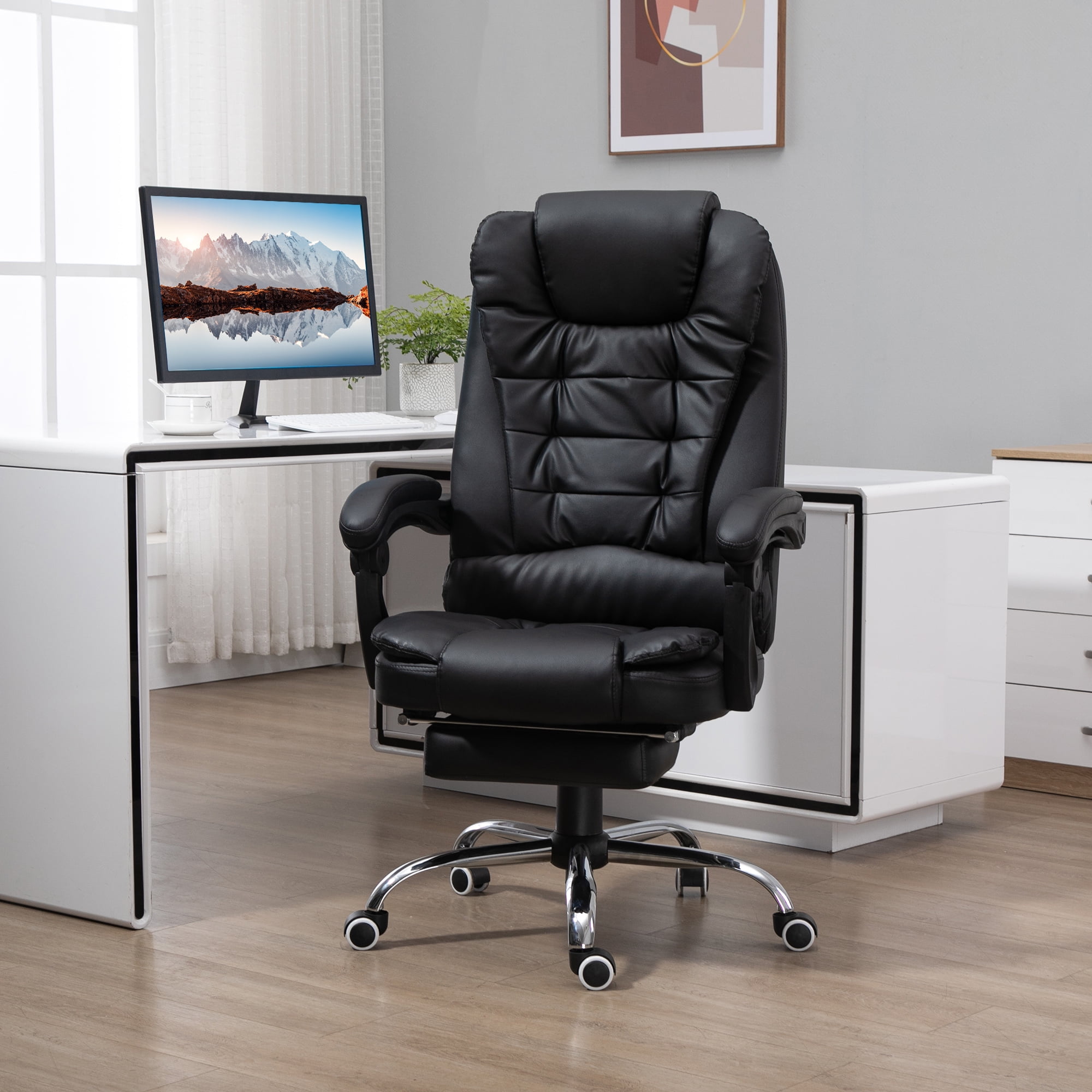 Executive Style Reclining Office Napping Chair PU Leather W
