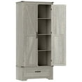 thumbnail image 1 of HOMCOM Farmhouse Pantry Cabinet, Kitchen Cabinet, Distressed Light Gray, 1 of 9