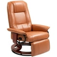 thumbnail image 1 of HOMCOM Faux Leather Manual Recliner with Swivel Wood Base, Light Brown, 1 of 8