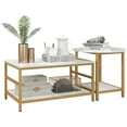 thumbnail image 1 of HOMCOM Faux Marble Top Coffee Table with Storage Shelves, White, 1 of 8