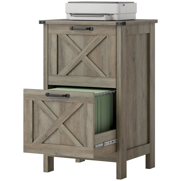HOMCOM File Cabinet with 2 Drawers Filing Cabinet for A4 Letter Size Gray