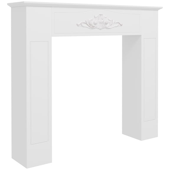 HOMCOM Fir Wood Fireplace Mantel Surround, 44.75" W x 40" H, Freestanding Electric Fireplace Stove Mantel, Distressed White