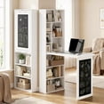 thumbnail image 1 of HOMCOM Fold-Out Wall Mounted Computer Desk with Storage Shelves, Convertible Folding Writing Desk Cabinet with Chalkboard, Space-Saving Home Office Desk, Adjustable Shelf, White, 1 of 10