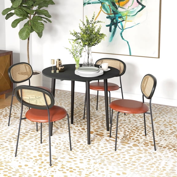 HOMCOM Round Drop Leaf Dining Table, Foldable Kitchen Table with 2 Side Leaves, Pine Wood Legs, 35" Dia., Distressed Black