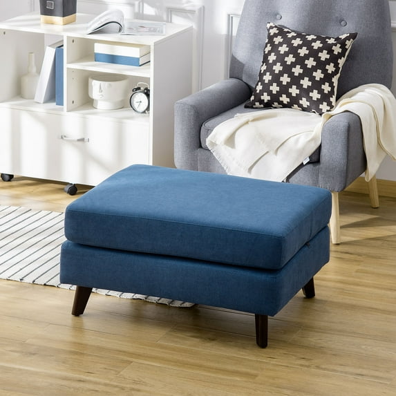 HOMCOM Folding Ottoman Sleeper, Convertible Fabric Bed, Blue