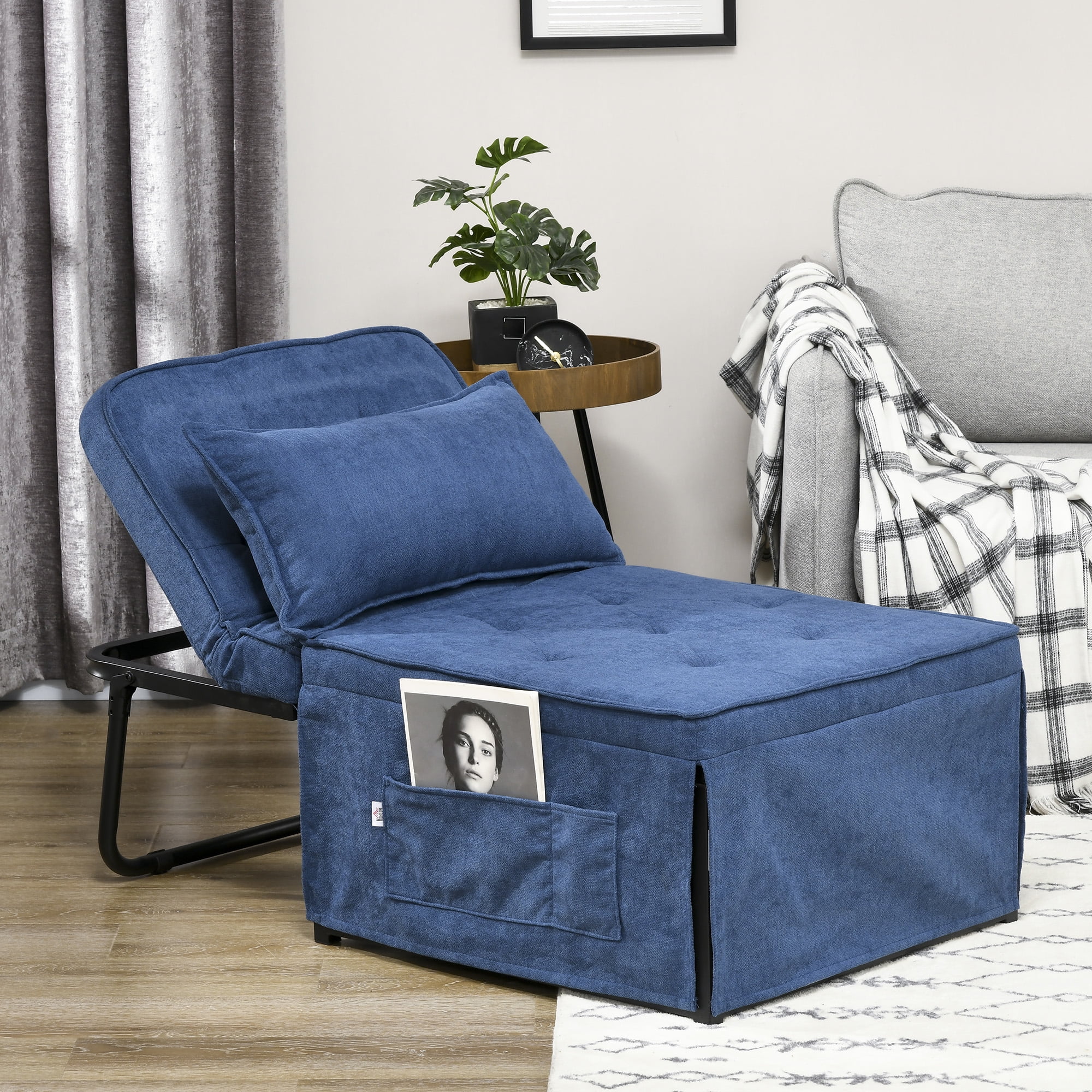 Homcom folding sofa ottoman lounge bed sleeper discount
