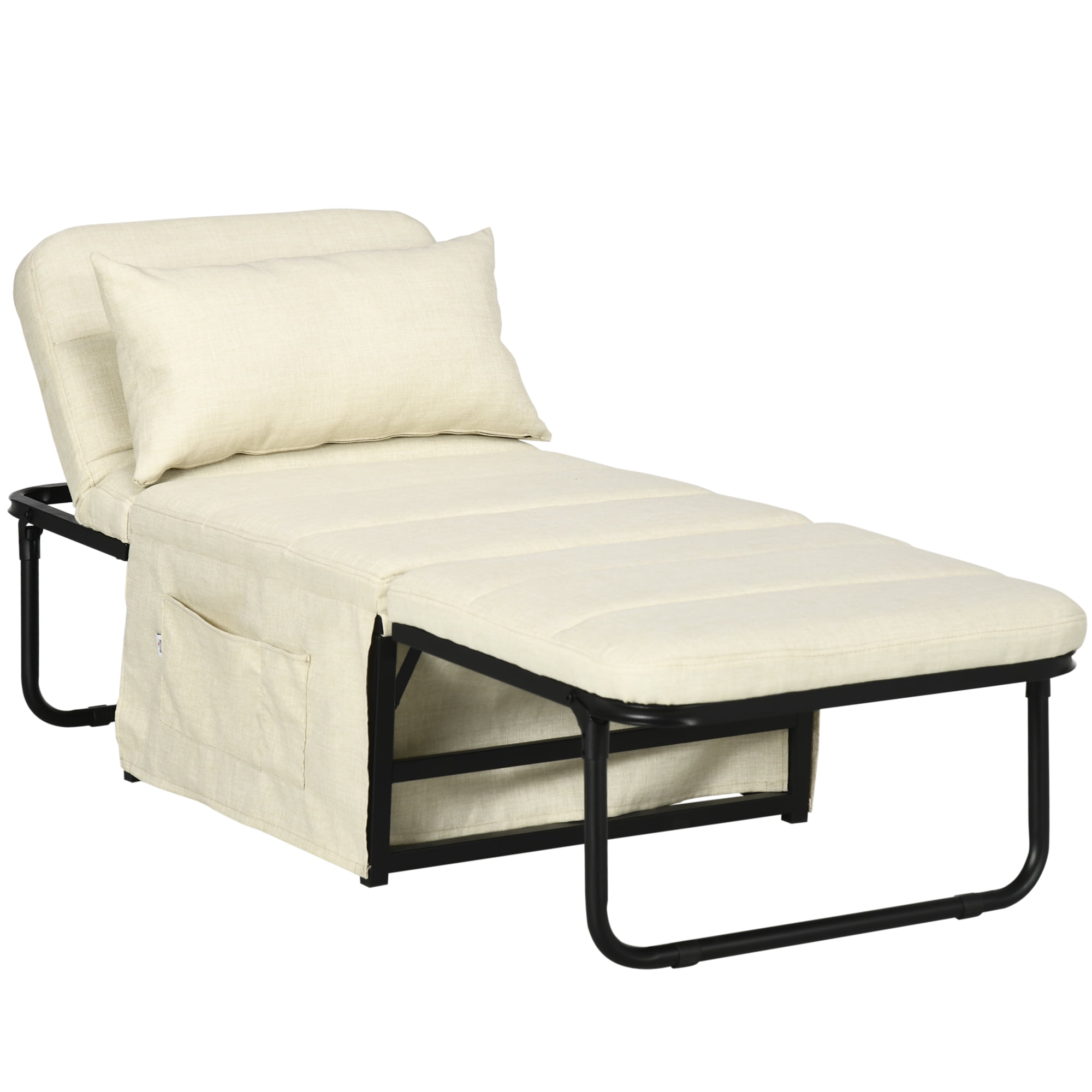 Folding Sofa Bed, Convertible Ottoman Sleeper Chair Bed, Cream