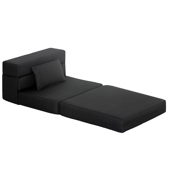 HOMCOM Folding Sofa Bed, Sleeper Chair with Pillow, Black