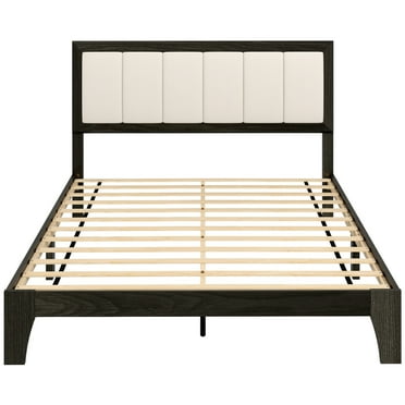 HOMCOM Full Size Bed Frame with Headboard Platform Bed Frame Charcoal Gray