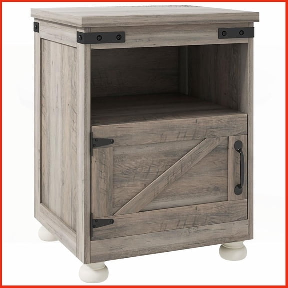 HOMCOM Gray Modern Farmhouse Coffee Table for Living Room, Easy-Clean with Open Shelf & Cupboard