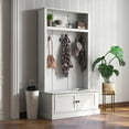 thumbnail image 1 of HOMCOM Hall Tree, Entryway Bench w/ Coat Rack, Shoe Cabinet, White, 1 of 9