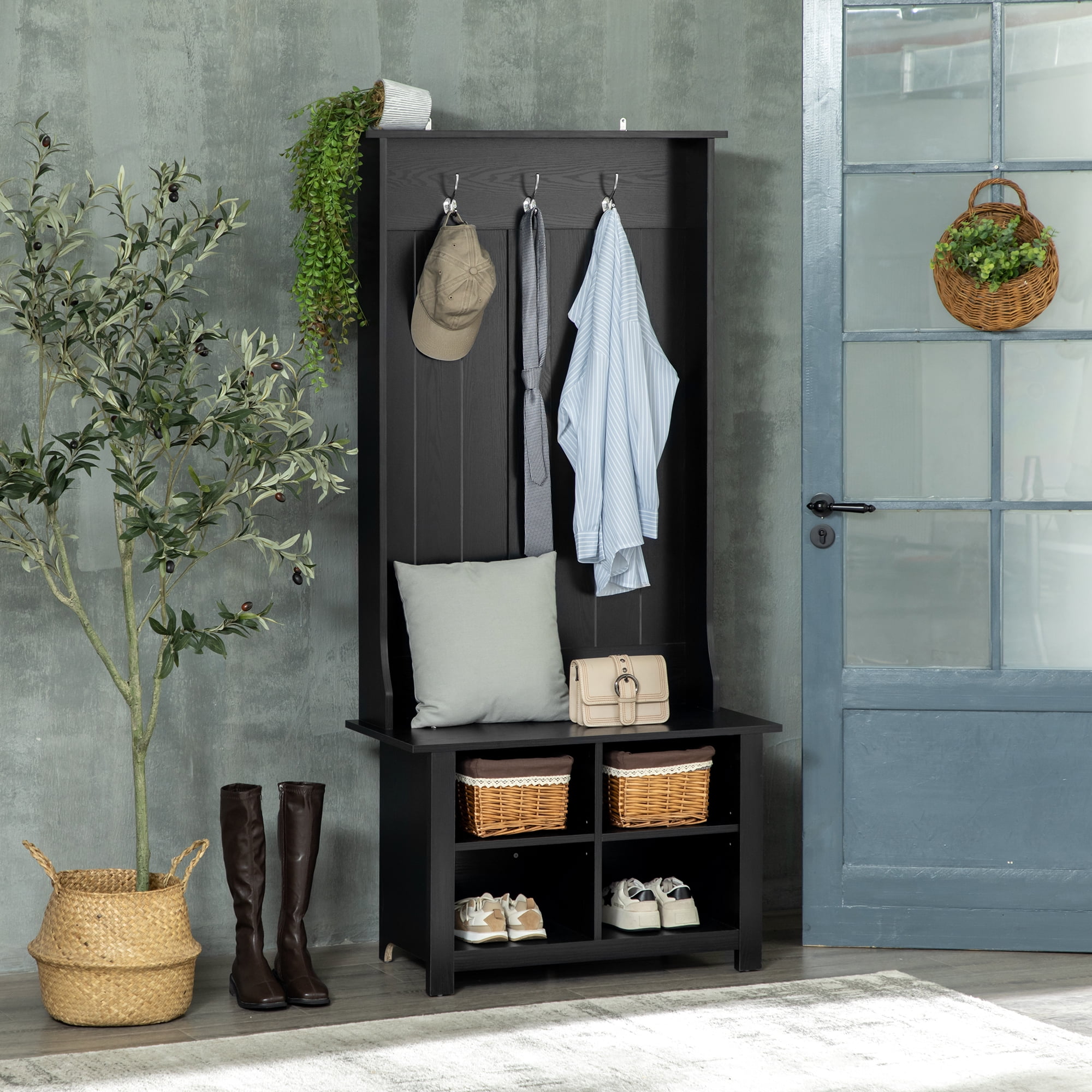 Homcom hall tree with storage bench and coat rack sale