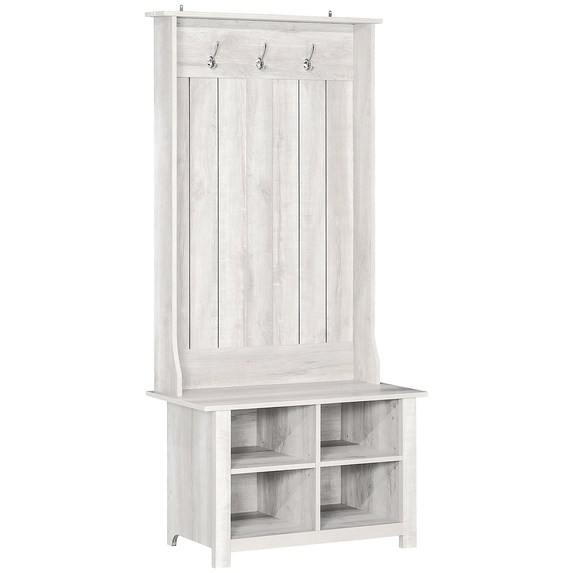 HOMCOM Entryway Organizer Furniture: Coat Rack Bench with Hooks & Seat ...