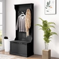 thumbnail image 1 of HOMCOM 3-In-1 Entryway Hall Tree with Storage Bench, Coat Rack with Four Hooks, and Shoe Storage, Black, 1 of 9