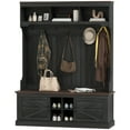 thumbnail image 1 of HOMCOM Hall Tree with Shoe Storage, Coat Rack with Shoe Bench, Black, 1 of 8