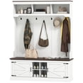 thumbnail image 1 of HOMCOM Hall Tree with Shoe Storage, Coat Rack with Shoe Bench, White, 1 of 8