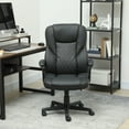 thumbnail image 1 of HOMCOM High Back Executive Office Chair, PU Leather Computer Desk Chair with Adjustable Height, Padded Armrests and Swivel Wheels, Black, 1 of 10