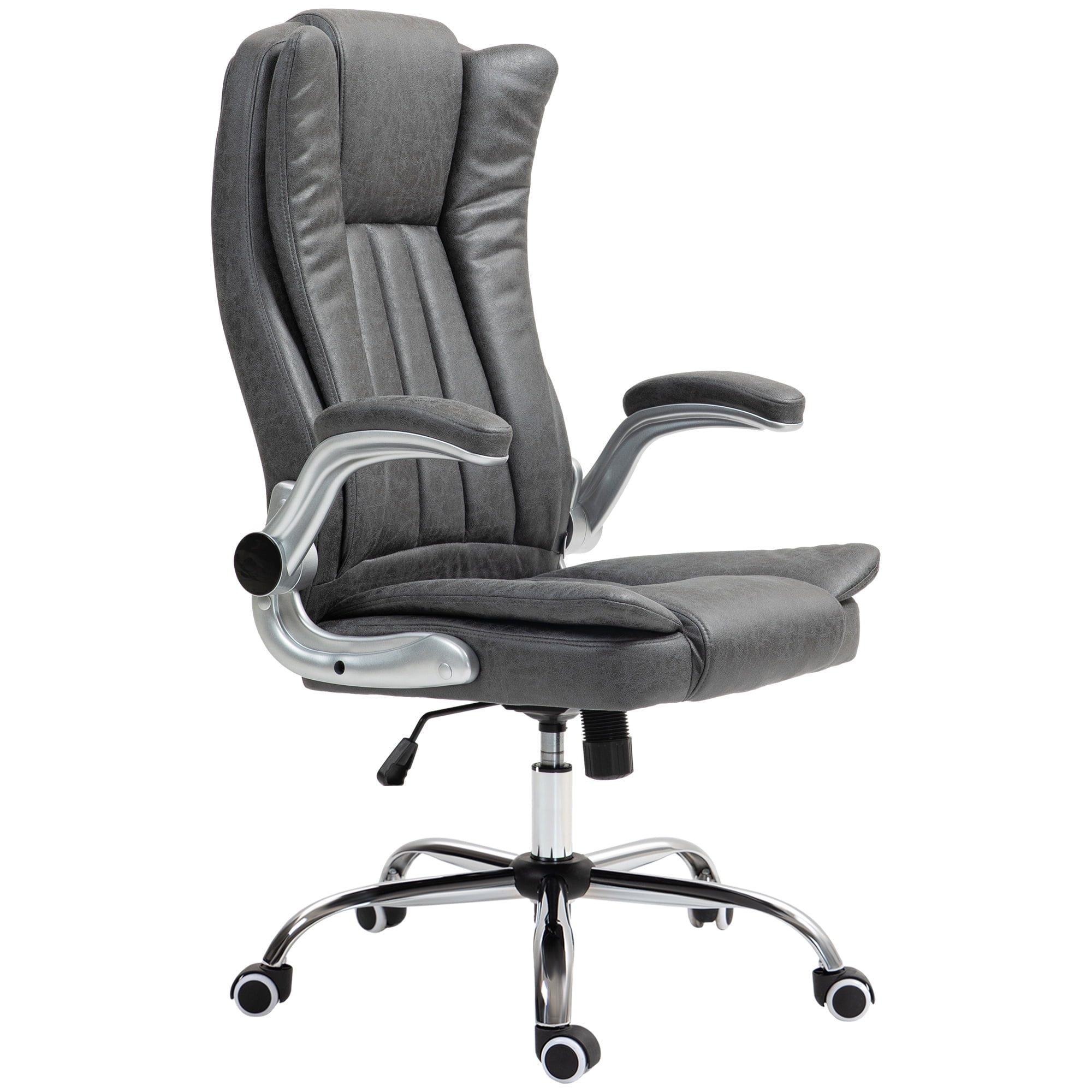 Gray Faux Leather High Back Executive Swivel Office Chair