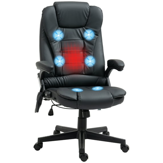 Homiyad Massage Office Chair, Heated Reclining Computer Chair with 6 Vibration Points, Armrest and Remote, Black