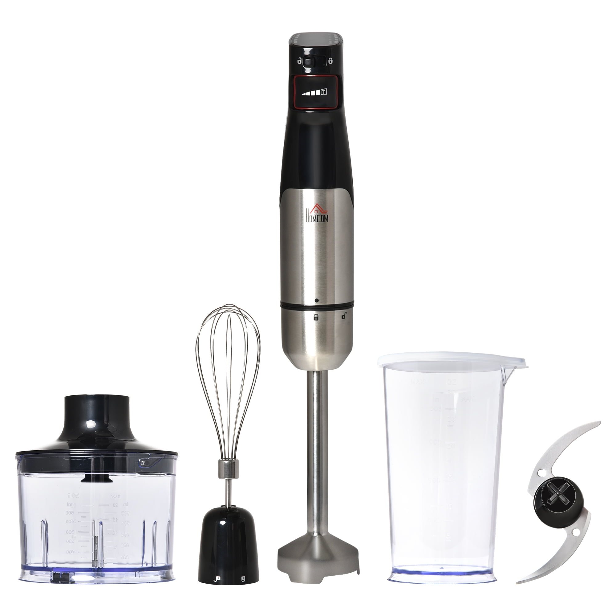 HOMCOM Electric Hand Mixer, Immersion Blender with 5 Speeds, 750ml