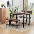 thumbnail image 1 of HOMCOM Industrial 4 Piece Dining Room Table Set with Bench Wooden Kitchen Table and Chairs w/ Storage Rack for Kitchen, Dinette, Black/Brown, 1 of 10