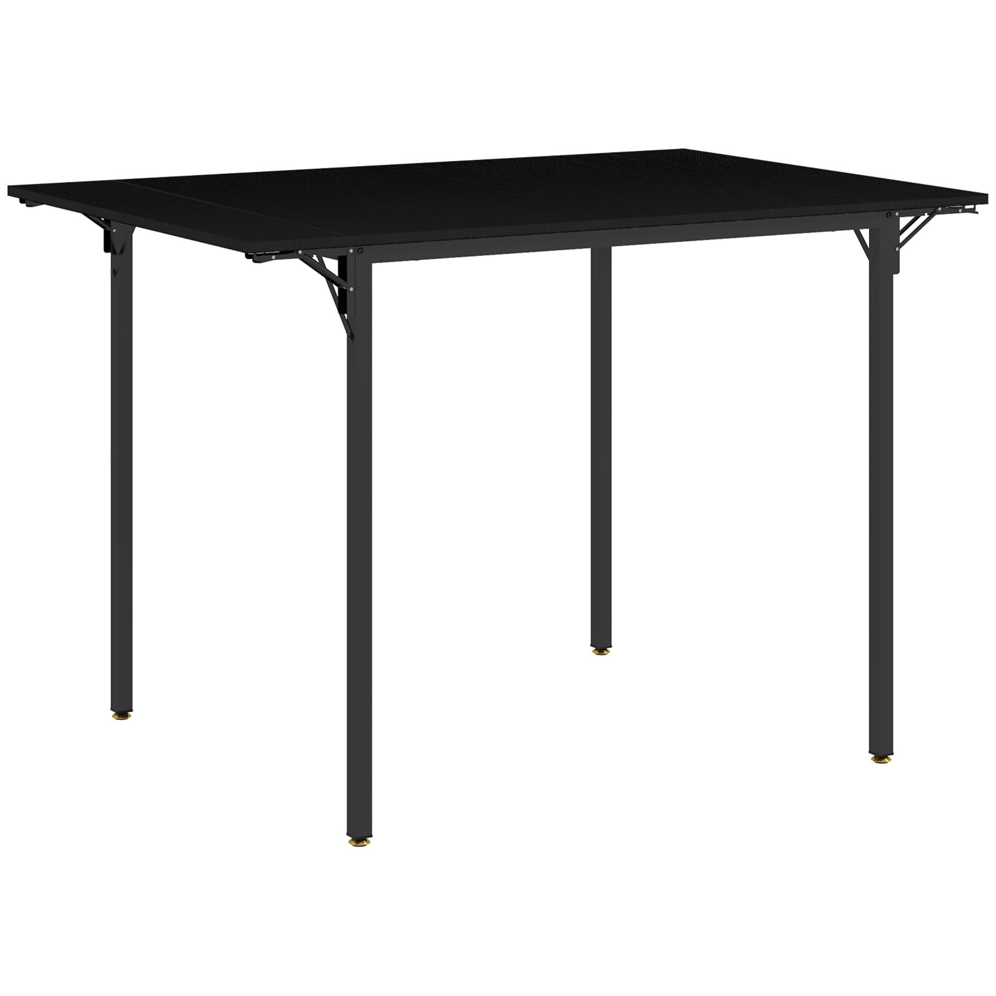 HOMCOM Industrial Folding Dining Table, Drop Leaf Table, Black ...