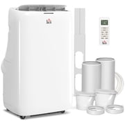 HOMCOM Inverter Air Conditioner, 14000 BTU Dual Hose Portable AC Unit with Cool, Dehumidifier, Fan, for 700 Sq. ft, 24H Timer On Off, Window Kit
