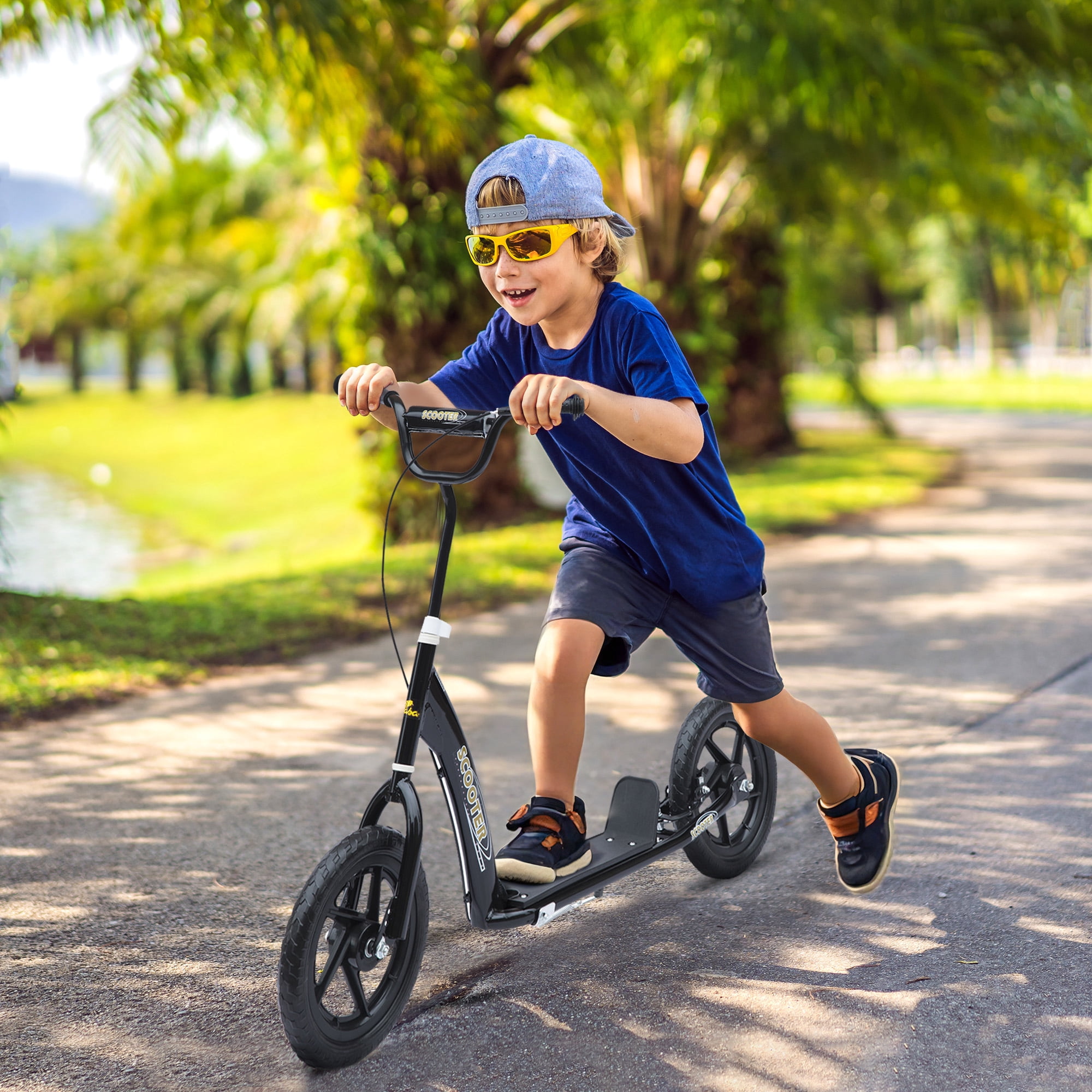 Monopattino YBike Viola GLX Boost Con Manubrio Regolabile E Ruote Luminose, Per Bambini