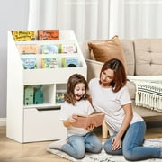 HOMCOM Kids Bookcase Multi-Shelf Rack Organizer with Storage Drawer for Books for Playroom, White