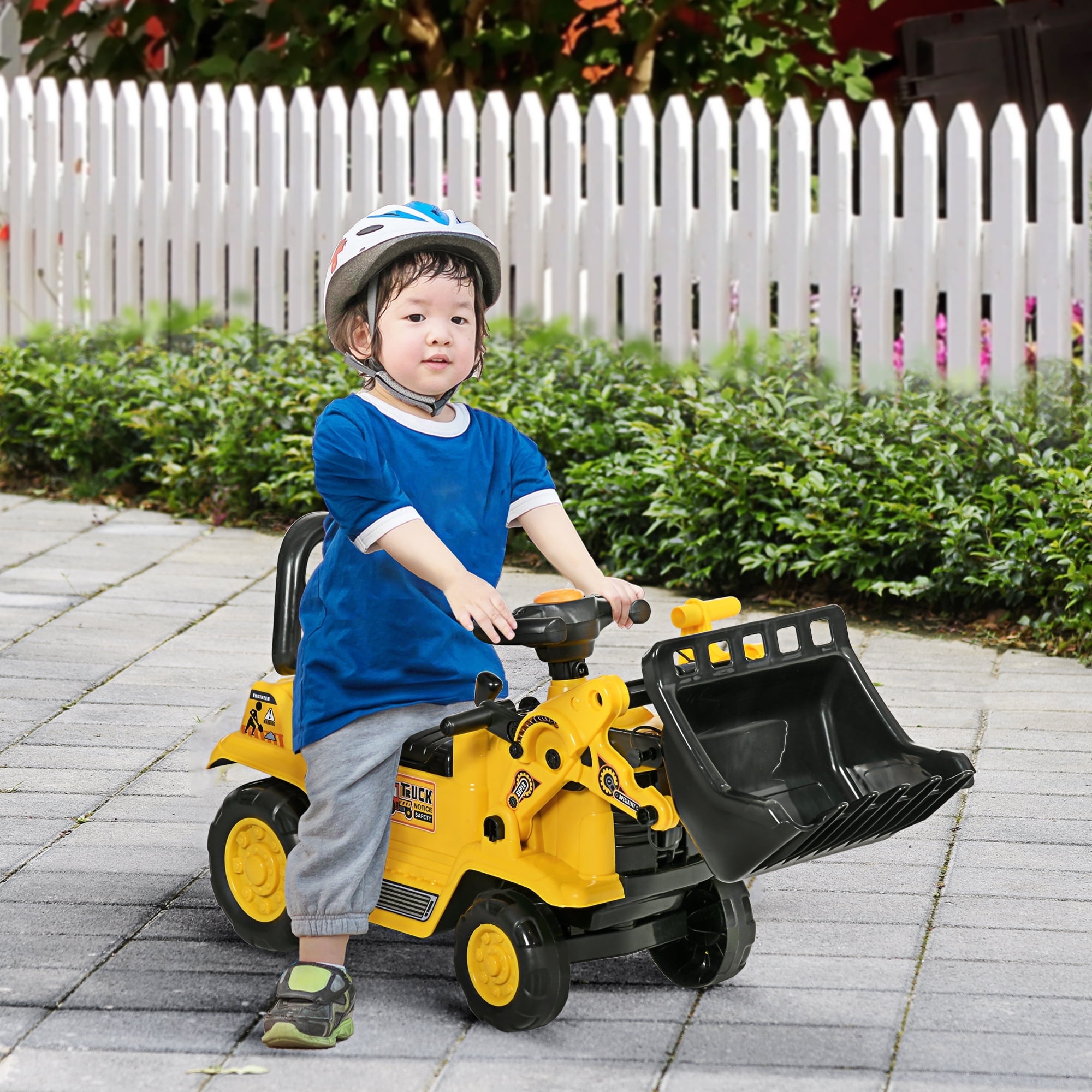 HOMCOM 3 in 1 Ride On Toy Bulldozer Digger Tractor with