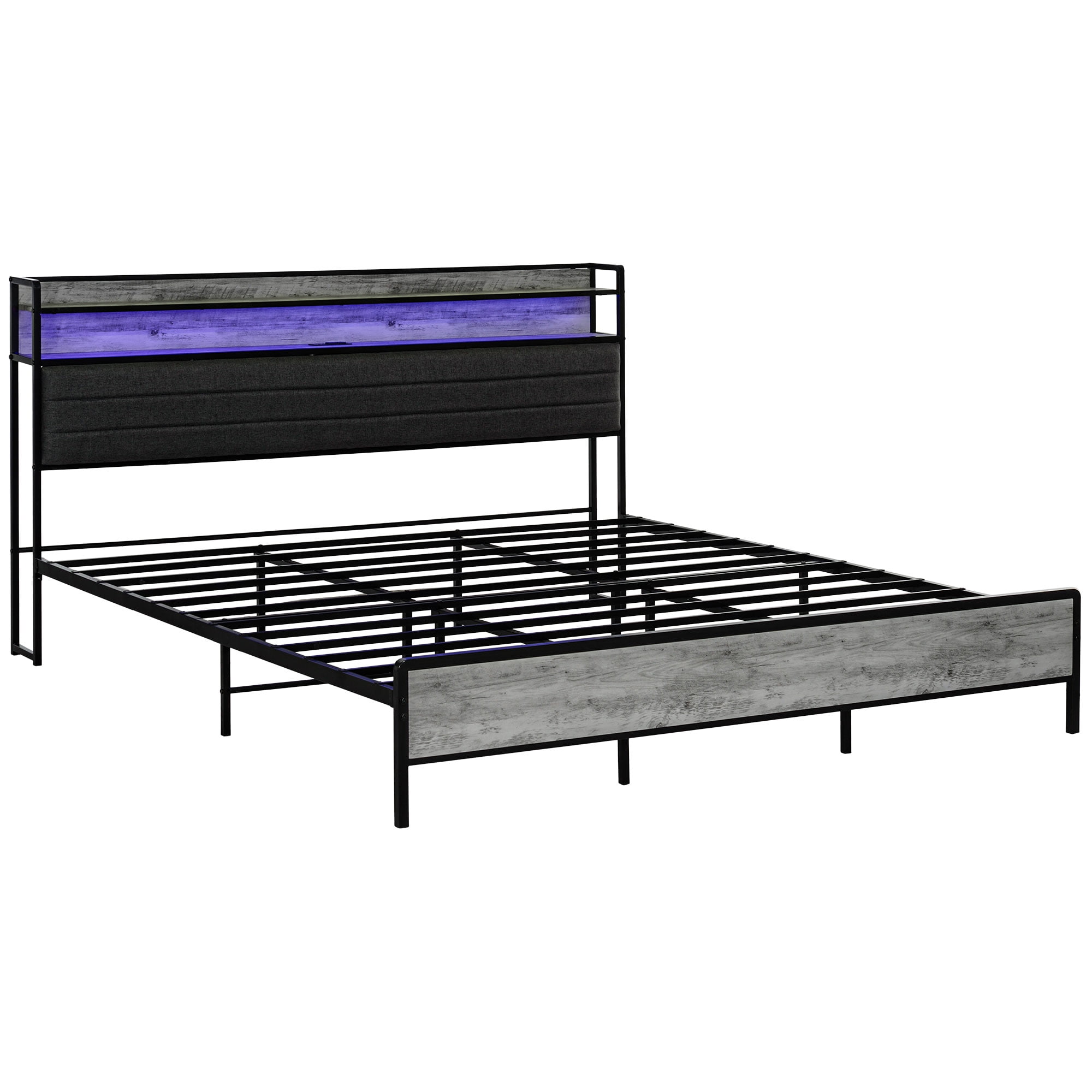 HOMCOM-King-Size-Bed-Frame-Storage-Headb