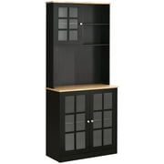 HOMCOM Kitchen Buffet with Hutch, Storage Pantry with 2 Cabinets, Black