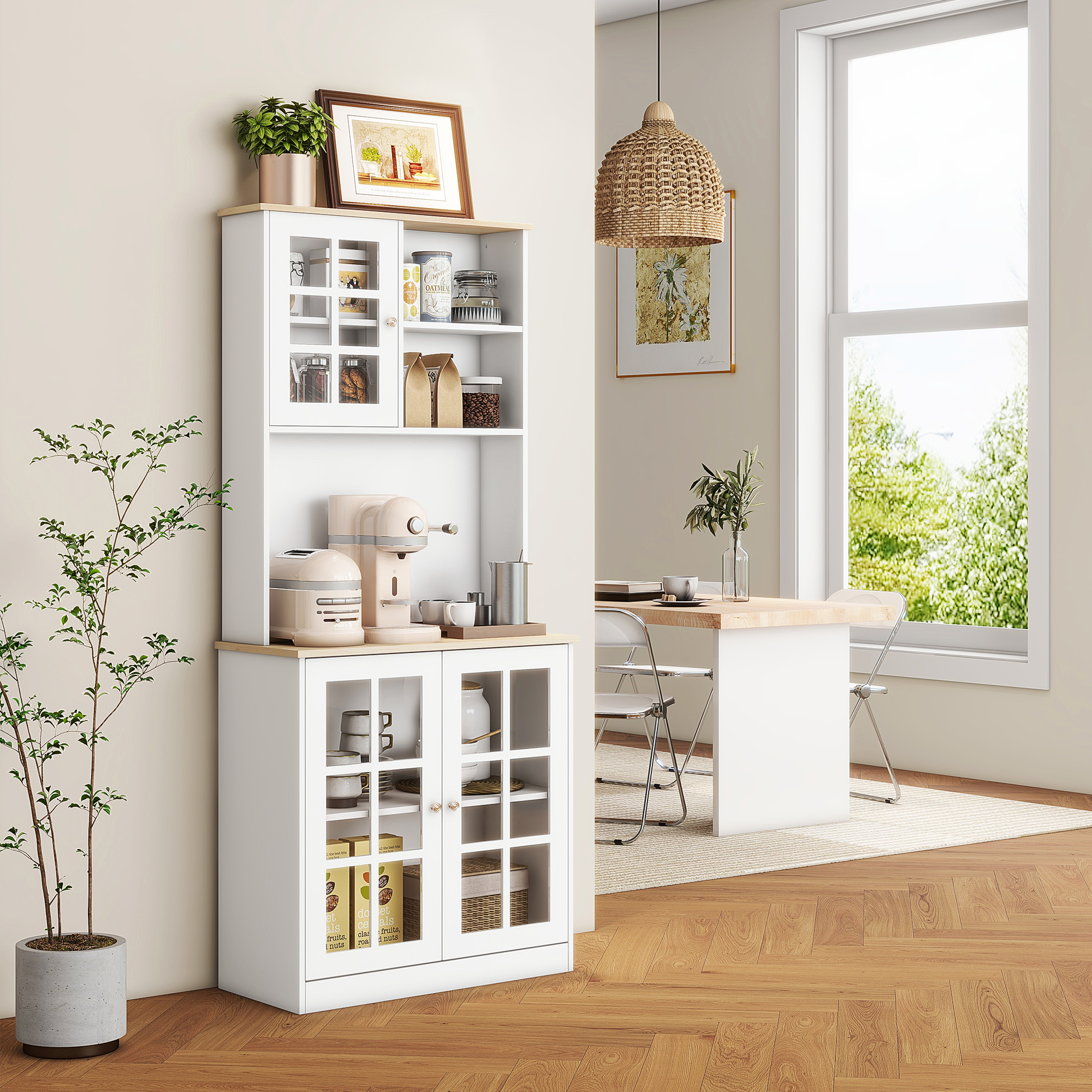 Hodedah Free Standing Kitchen Cabinet, White - Walmart.com