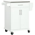 thumbnail image 1 of HOMCOM Kitchen Island on Wheels, Rolling Kitchen Cart with Stainless Steel Countertop, Drawer, Towel Rack and Spice Rack, Utility Storage Trolley, White, 1 of 6