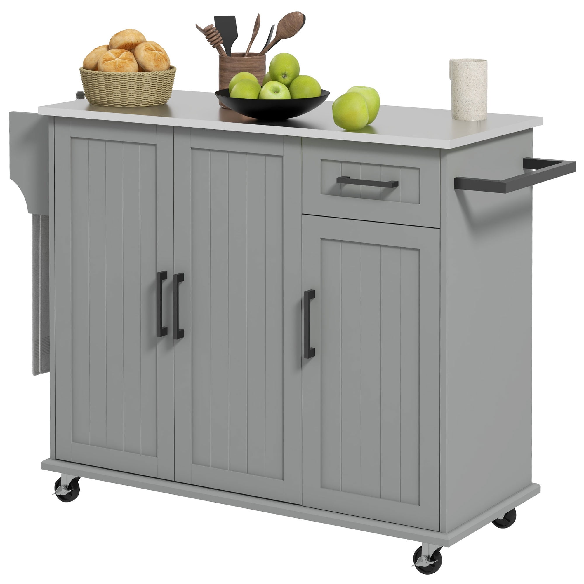 Kitchen Island on Wheels, Kitchen Cart with Wheels, Gray
