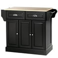 thumbnail image 1 of Homiyad Triple-Cabinet Kitchen Island on Wheels, Kitchen Storage Cabinet with Drawers, Rolling Utility Cart, Black, 1 of 8
