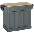 thumbnail image 1 of Homiyad Triple-Cabinet Kitchen Island on Wheels, Kitchen Storage Cabinet with Drawers, Rolling Utility Cart Dark Gray, 1 of 8