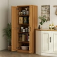 thumbnail image 1 of HOMCOM Kitchen Pantry, Freestanding 5-tier Storage Cabinet with 2 Adjustable Shelves for Dining Room, Living Room, Teak Wood Grain, 1 of 9