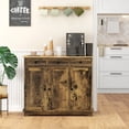 thumbnail image 1 of HOMCOM Kitchen Storage Cabinet, Sideboard Floor Cupboard with Solid Wood Top, Adjustable Shelf, and 3 Drawers for Living Room, Brown, 1 of 9