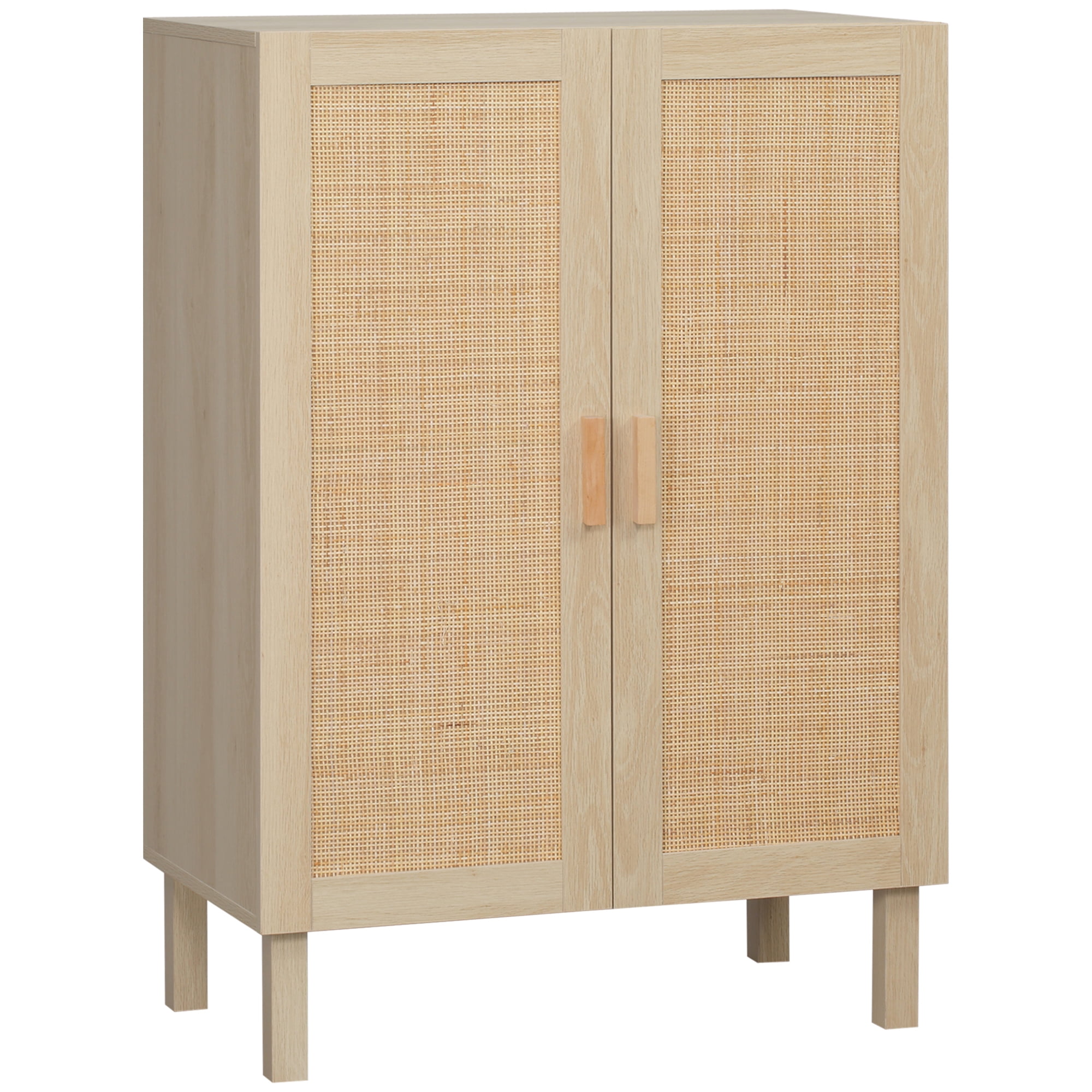 Stockholm Slim Storage Cabinet Oak-Colored - Freestanding 2-Door Linen Tower with 2-Tier Shelf