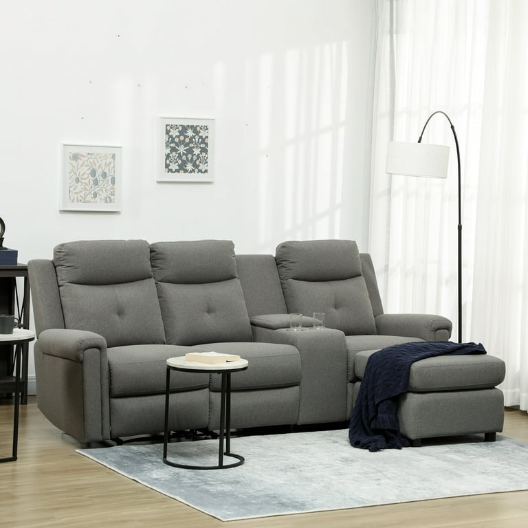 HOMCOM Reclining L Shaped Couch Living Room Sectional Sofa with Power Storage Fabric Walmart