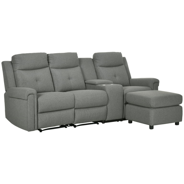 HOMCOM L Shaped Sectional Sofa Set with Recliner Storage USB