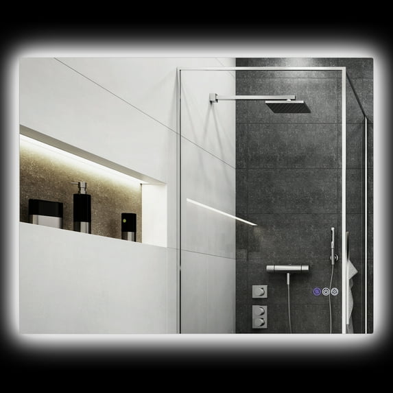 HOMCOM LED Bathroom Mirror with Lights, 39" x 32" Backlit LED Mirror for Bathroom with Anti-Fog, Memory