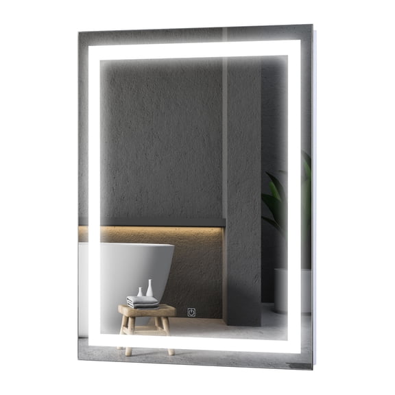 HOMCOM LED Wall Mount Bathroom Vanity Make Up Mirror w/Defogger - 36" x 28"