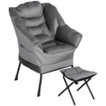 thumbnail image 1 of HOMCOM Lazy Chair and Ottoman with Side Pockets, Accent Chair, Gray, 1 of 8