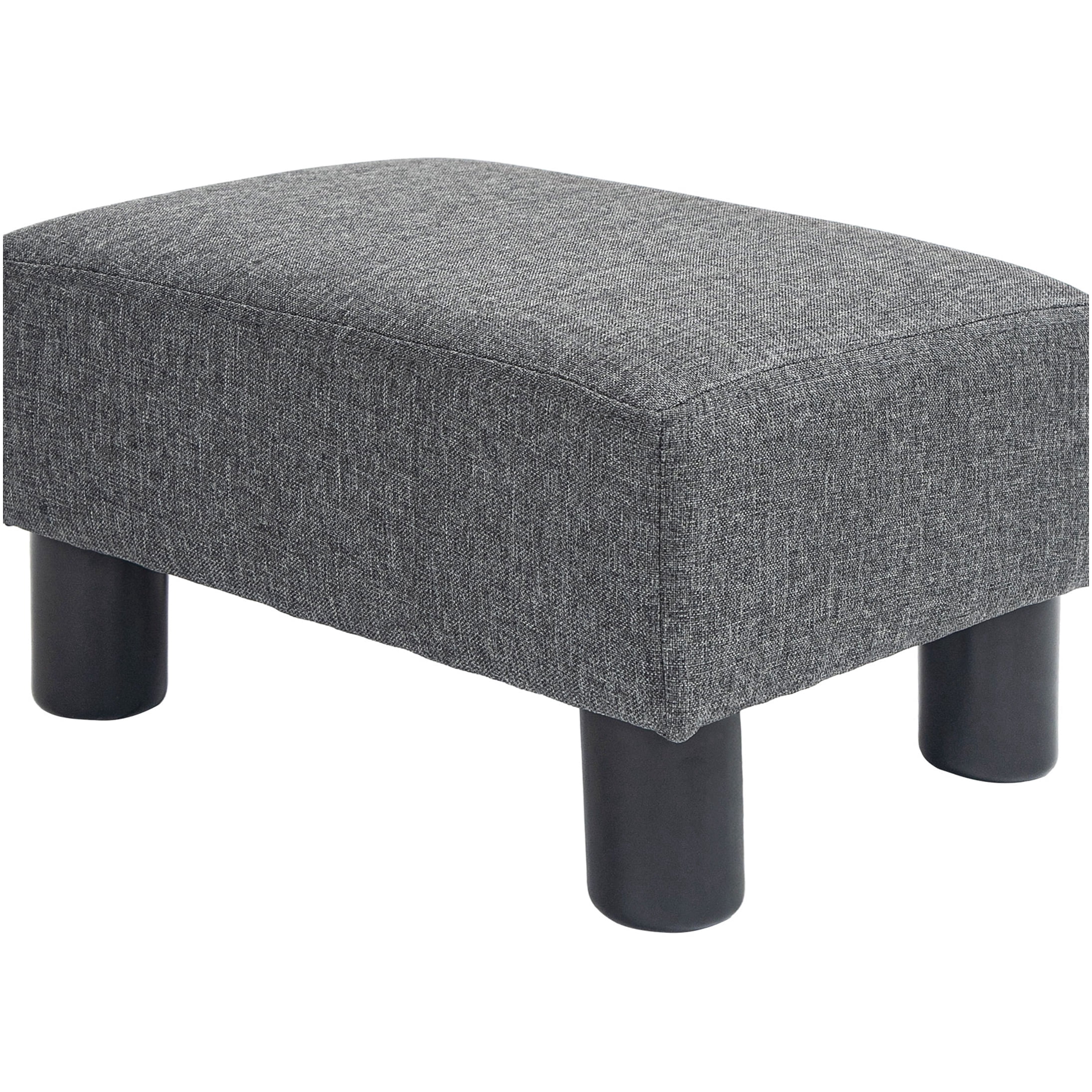 COSMOS Linen Upholstered Cube Ottoman Footrest Stool, Charcoal Gray, Compact Seating for Living Room